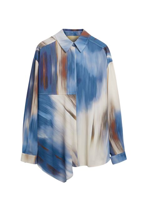 Momonì Plata Oversized Shirt in Printed Viscose Cady - Asymmetric Line MOMONI |  | MOSH0128270