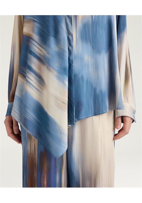 Momonì Plata Oversized Shirt in Printed Viscose Cady - Asymmetric Line MOMONI |  | MOSH0128270