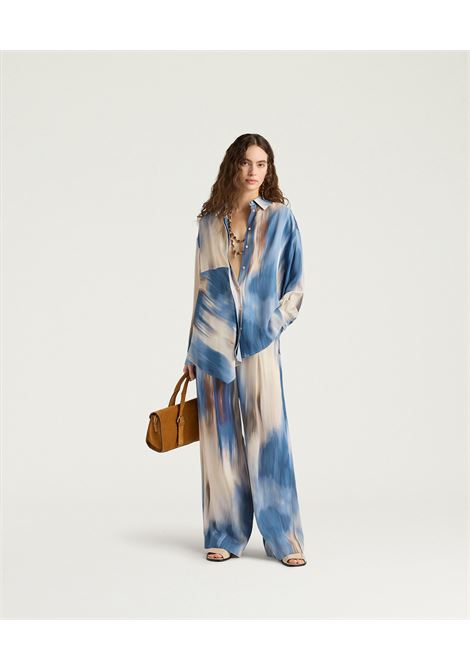 Momonì Plata Oversized Shirt in Printed Viscose Cady - Asymmetric Line MOMONI |  | MOSH0128270