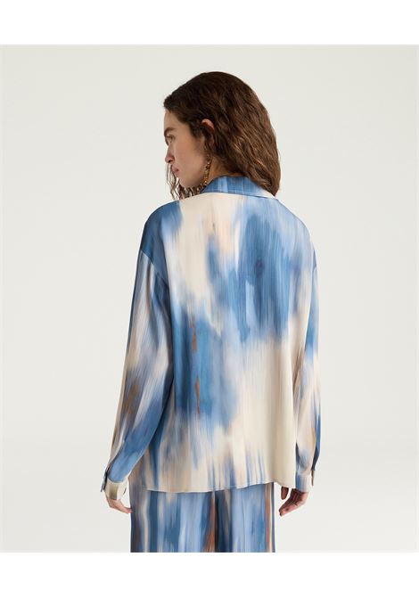 Momonì Plata Oversized Shirt in Printed Viscose Cady - Asymmetric Line MOMONI |  | MOSH0128270