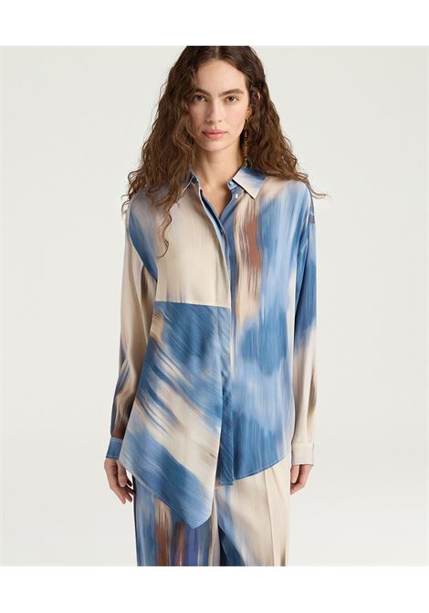 Momonì Plata Oversized Shirt in Printed Viscose Cady - Asymmetric Line MOMONI |  | MOSH0128270