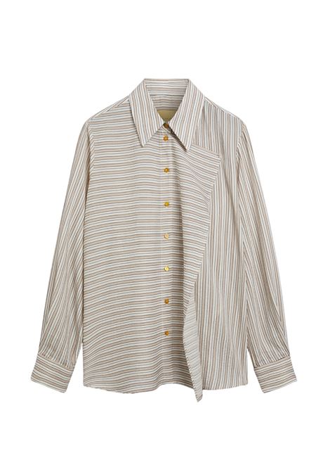Camicia Momonì Lopez in Viscosa Seta Bacchettata - Jabot e Stile Maschile MOMONI | CAMICIE | MOSH0171226