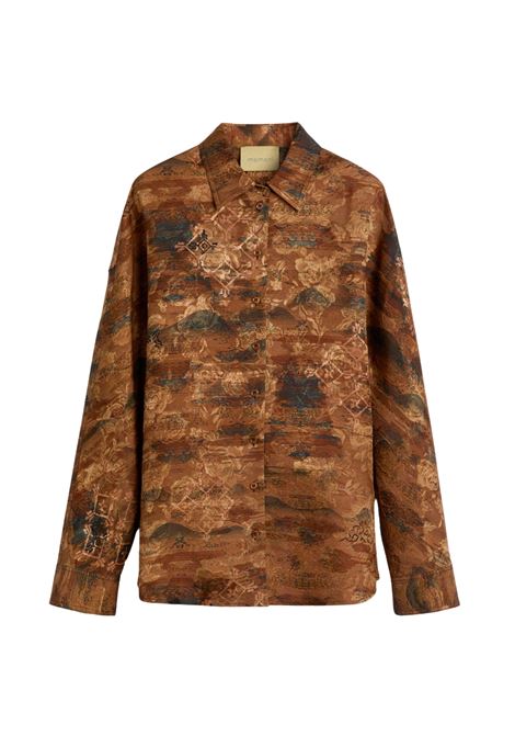 Momonì Orchid Oversized Shirt in Printed Jacquard - Natural Mudding Dye MOMONI |  | MOSH0320639