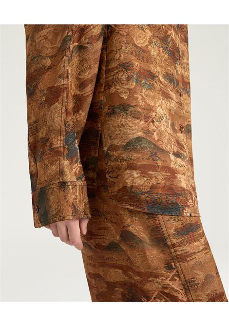 Momonì Orchid Oversized Shirt in Printed Jacquard - Natural Mudding Dye MOMONI |  | MOSH0320639