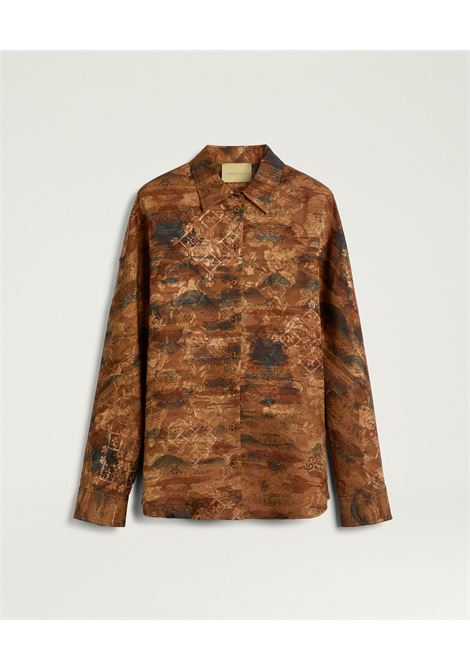 Momonì Orchid Oversized Shirt in Printed Jacquard - Natural Mudding Dye MOMONI |  | MOSH0320639