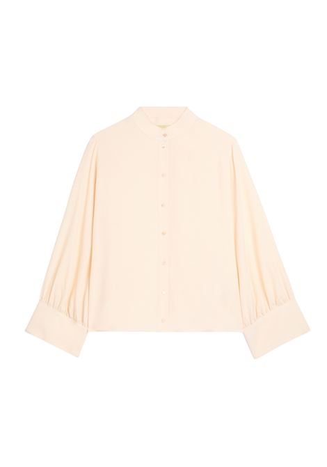 Momonì Franklin Boxy Shirt in Acetate Silk - Gathered Sleeves and Stand Collar MOMONI |  | MOSH0400040
