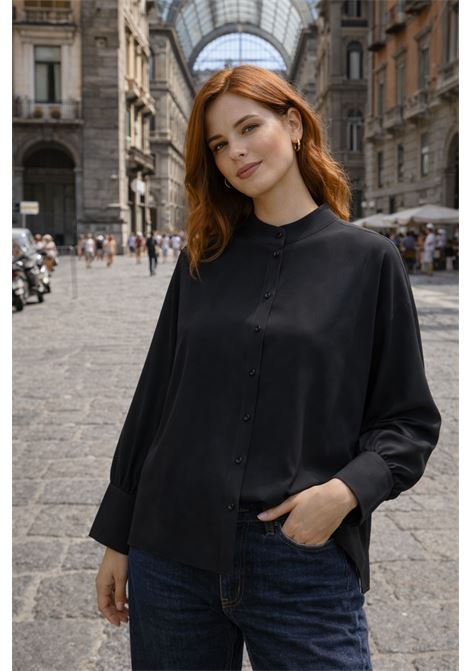 Camicia Momonì Franklin Boxy in Acetato Seta - Maniche Arricciate e Collo Alto MOMONI | CAMICIE | MOSH0400990