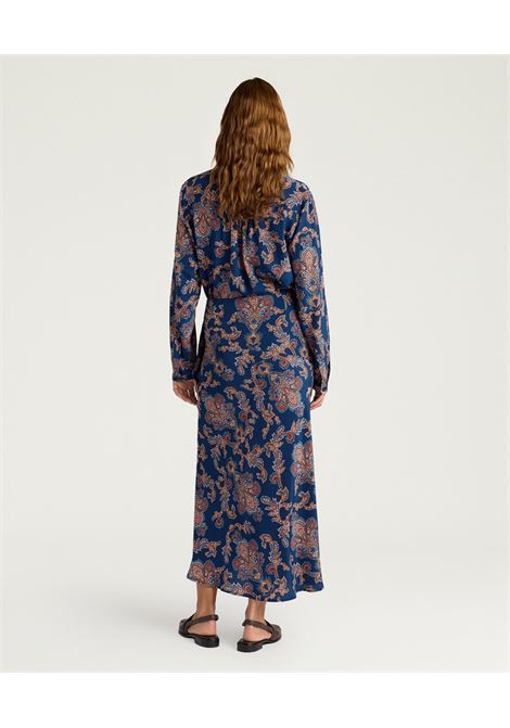 Gonna Lunga Momonì Dolores in Crêpe de Chine di Seta - Multicolor Blu MOMONI | Gonne | MOSK0018002