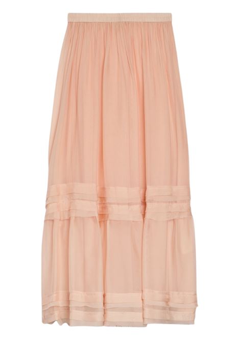 Gonna Momonì Hopi in Chiffon di Viscosa e Seta - Cipria MOMONI | Gonne | MOSK0030400