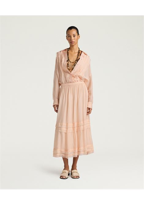 Gonna Momonì Hopi in Chiffon di Viscosa e Seta - Cipria MOMONI | Gonne | MOSK0030400