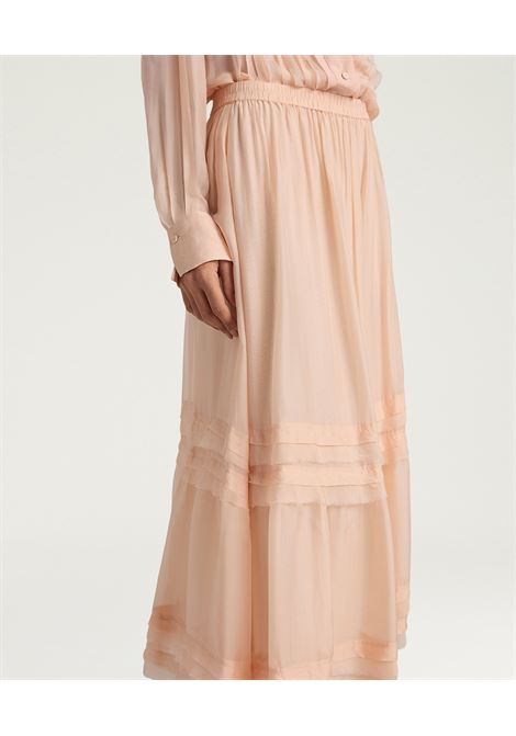 Gonna Momonì Hopi in Chiffon di Viscosa e Seta - Cipria MOMONI | Gonne | MOSK0030400