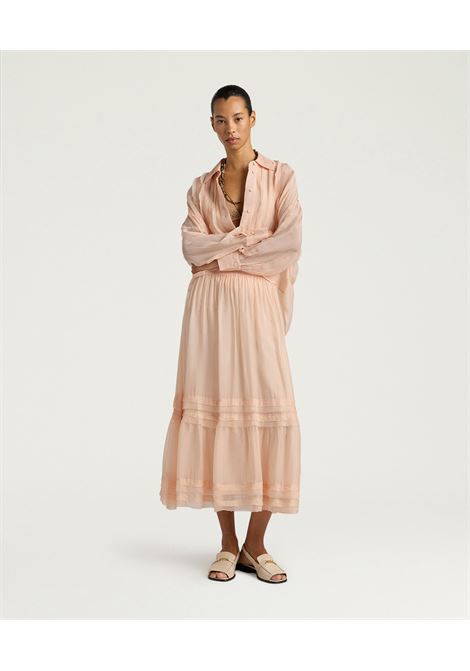 Gonna Momonì Hopi in Chiffon di Viscosa e Seta - Cipria MOMONI | Gonne | MOSK0030400