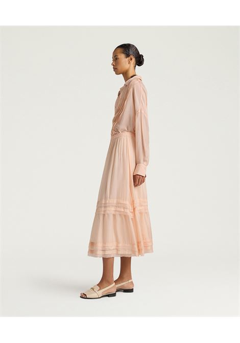 Gonna Momonì Hopi in Chiffon di Viscosa e Seta - Cipria MOMONI | Gonne | MOSK0030400