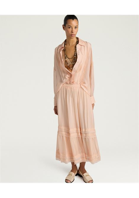Gonna Momonì Hopi in Chiffon di Viscosa e Seta - Cipria MOMONI | Gonne | MOSK0030400