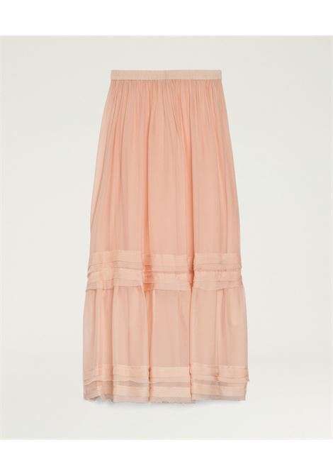 Gonna Momonì Hopi in Chiffon di Viscosa e Seta - Cipria MOMONI | Gonne | MOSK0030400