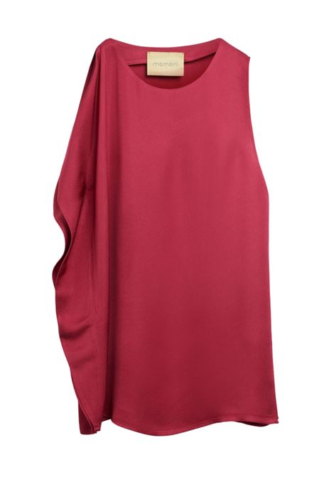 Top Asimmetrico Momonì Lobo in Cady di Viscosa - Lampone MOMONI | Top & T-shirt | MOTO0140470