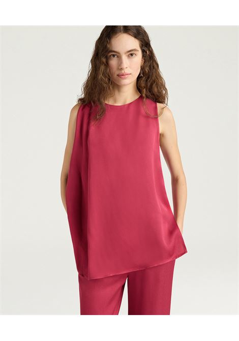 Top Asimmetrico Momonì Lobo in Cady di Viscosa - Lampone MOMONI | Top & T-shirt | MOTO0140470