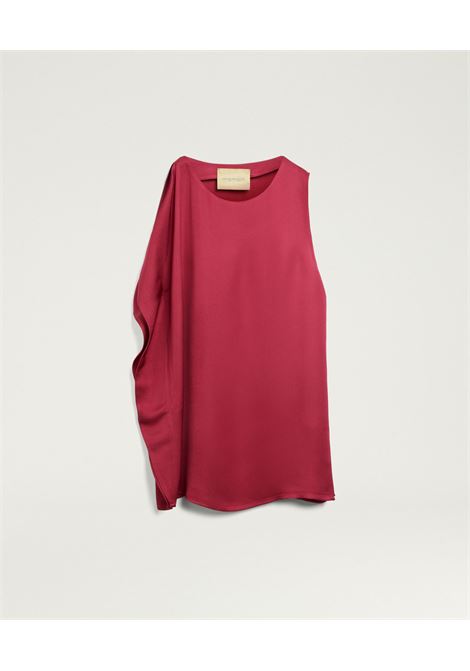 Top Asimmetrico Momonì Lobo in Cady di Viscosa - Lampone MOMONI | Top & T-shirt | MOTO0140470