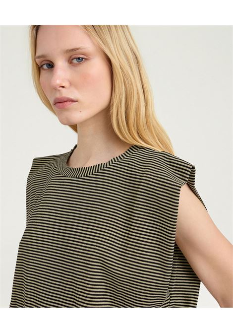 T-shirt Girocollo Momonì Enna in Jersey Lurex a Righe - Nero/Panna MOMONI | T-shirt | MOTS0029010