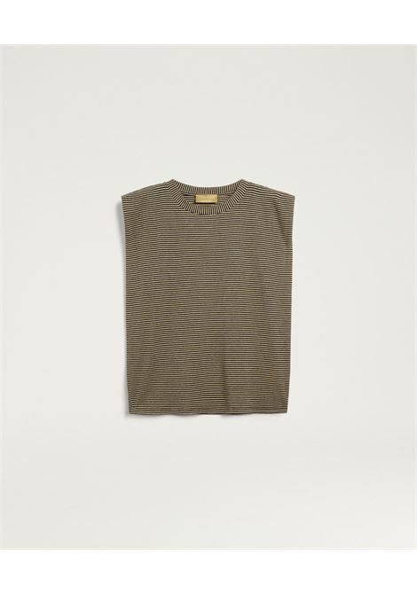 T-shirt Girocollo Momonì Enna in Jersey Lurex a Righe - Nero/Panna MOMONI | T-shirt | MOTS0029010