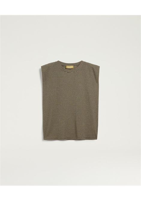 T-shirt Girocollo Momonì Enna in Jersey Lurex a Righe - Nero/Panna MOMONI | T-shirt | MOTS0029010