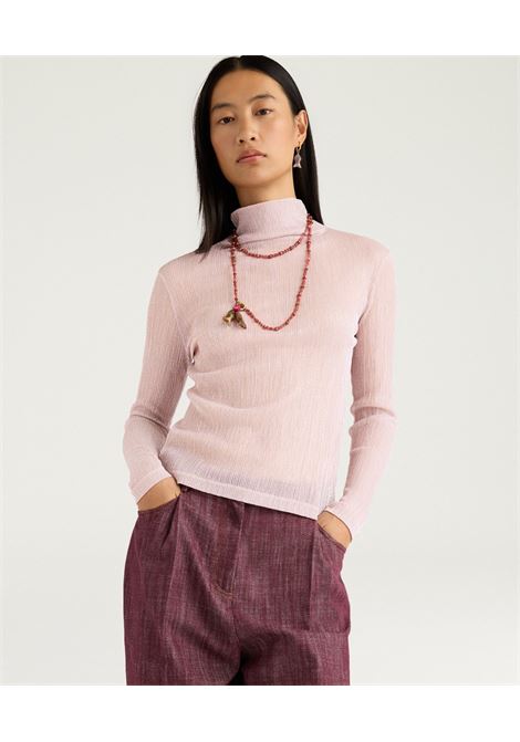 T-shirt Lupetto Momonì Ine in Jersey Goffrato con Lurex - Bocciolo/Rame MOMONI | T-shirt | MOTS0044115