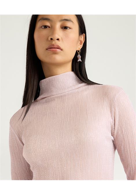 T-shirt Lupetto Momonì Ine in Jersey Goffrato con Lurex - Bocciolo/Rame MOMONI | T-shirt | MOTS0044115