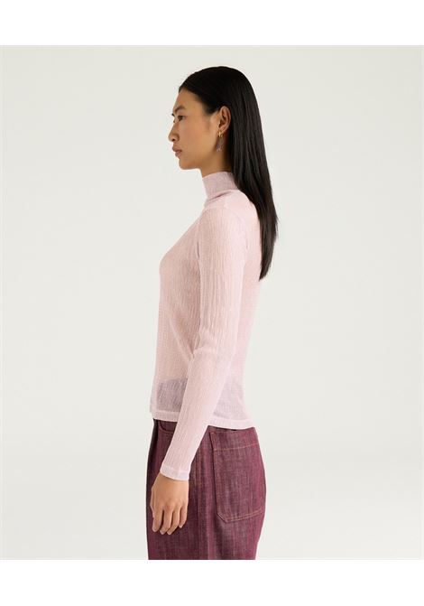 T-shirt Lupetto Momonì Ine in Jersey Goffrato con Lurex - Bocciolo/Rame MOMONI | T-shirt | MOTS0044115