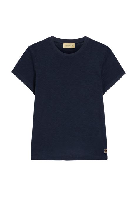 T-shirt Girocollo Momonì Calavera in Cotone e Viscosa - Blu Oltremare MOMONI | T-shirt | MOTS0060885