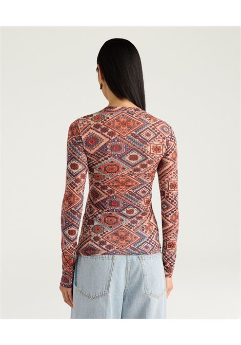 T-shirt Girocollo Momonì Waina in Charmeuse Stretch - Multicolor Rosato MOMONI | T-shirt | MOTS0114440