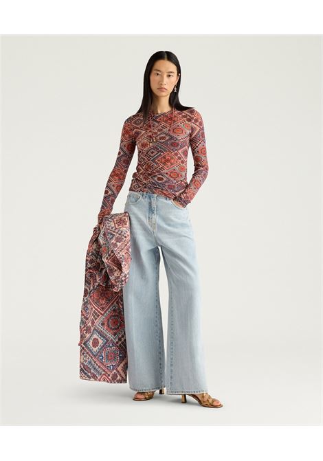 T-shirt Girocollo Momonì Waina in Charmeuse Stretch - Multicolor Rosato MOMONI | T-shirt | MOTS0114440
