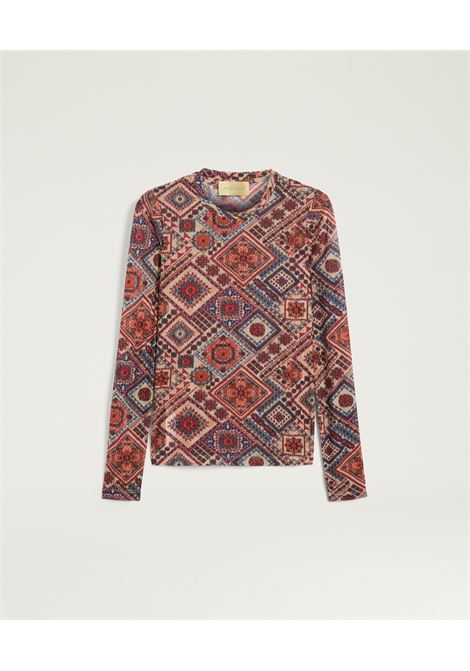 T-shirt Girocollo Momonì Waina in Charmeuse Stretch - Multicolor Rosato MOMONI | T-shirt | MOTS0114440