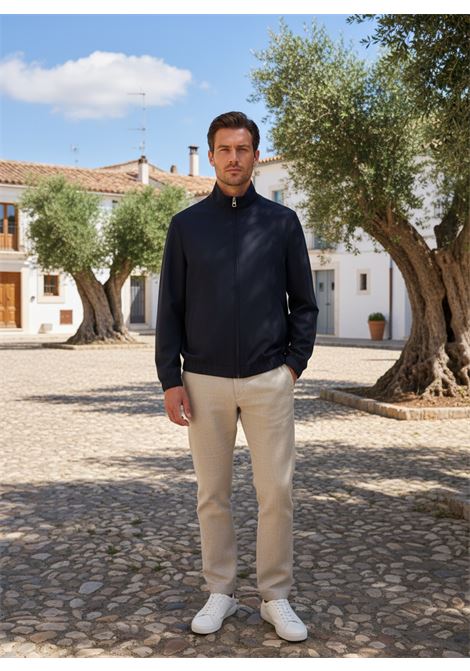 Montecore Men's Stretch Technical Fabric Jacket in Dark Blue MONTECORE |  | S10MUC782A-18589