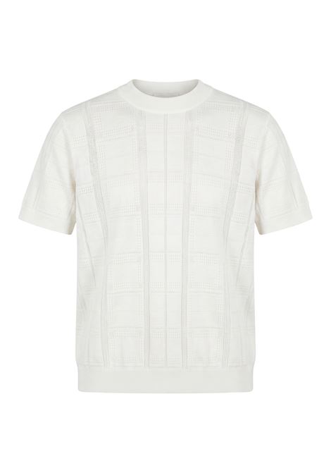 Paolo Pecora Milano Men's Jacquard Knit Cotton T-Shirt - White PAOLO PECORA |  | A015 F1001102