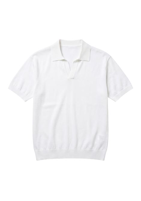 Paolo Pecora Milano Men's Cotton Knit V-Neck Polo - Optical White PAOLO PECORA |  | A043 F1001102