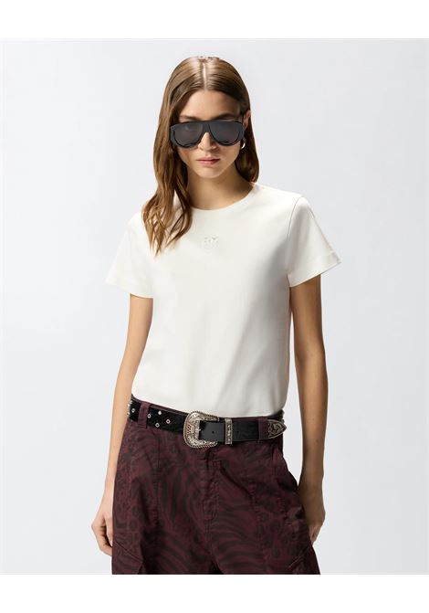 Pinko Love Birds logo embroidered pure cotton t-shirt PINKO |  | 100355-A339Z05