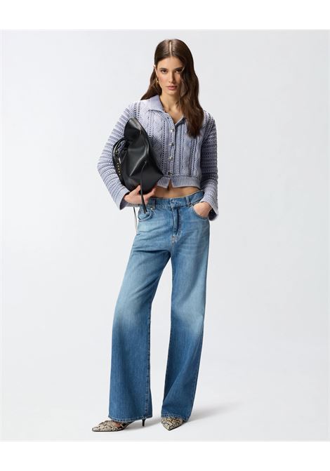 Jeans Pinko Wanda Wide Leg 5 Tasche in Denim Puro Cotone - Lavaggio Medio con Scoloriture Vintage PINKO | JEANS | 101733-A323PJO