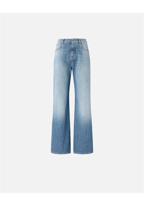 Jeans Pinko Wanda Wide Leg 5 Tasche in Denim Puro Cotone - Lavaggio Medio con Scoloriture Vintage PINKO | JEANS | 101733-A323PJO