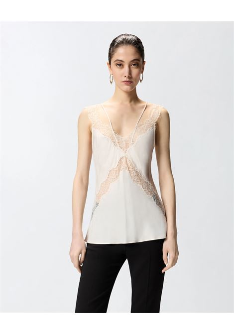 Pinko lingerie-style viscose twill top with lace inserts PINKO |  | 106623-A385P97