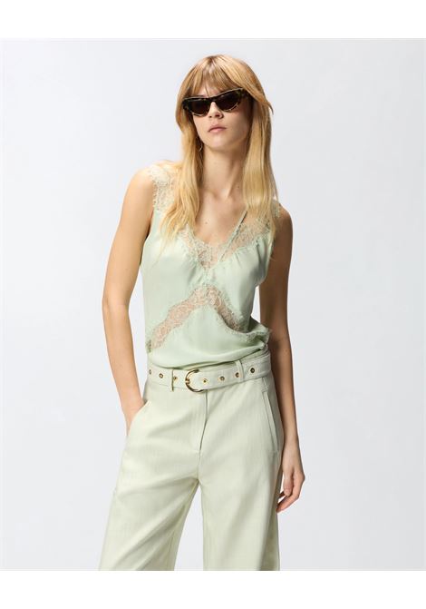 Pinko lingerie-style viscose twill top with lace inserts PINKO |  | 106623-A385S86