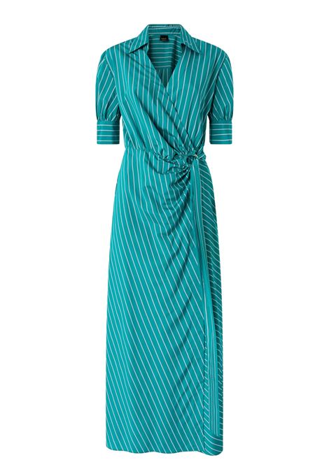 Abito Pinko Alexandra Lungo a Portafoglio in Popeline Rigato - Mezze Maniche a Palloncino PINKO | Abiti | 106669-A33QSE1