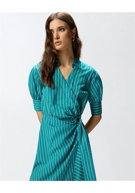 Abito Pinko Alexandra Lungo a Portafoglio in Popeline Rigato - Mezze Maniche a Palloncino PINKO | Abiti | 106669-A33QSE1