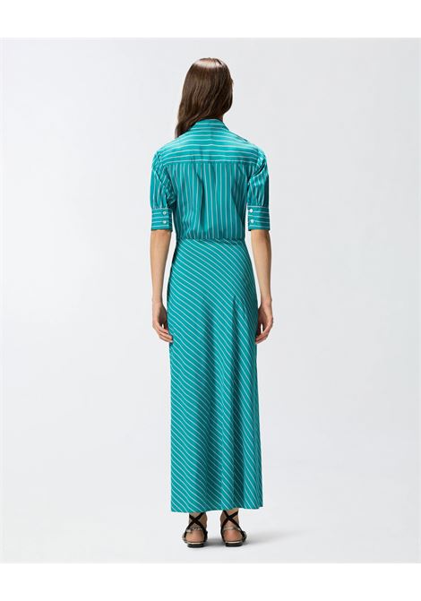 Abito Pinko Alexandra Lungo a Portafoglio in Popeline Rigato - Mezze Maniche a Palloncino PINKO | Abiti | 106669-A33QSE1