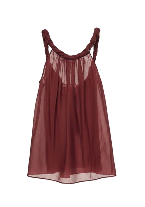 Top Paulne in Misto Cotone e Seta color Barolo SEMICOUTURE | Top & T-shirt | S6SI02D57-0