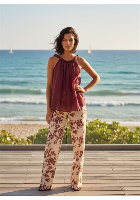 Top Paulne in Misto Cotone e Seta color Barolo SEMICOUTURE | Top & T-shirt | S6SI02D57-0