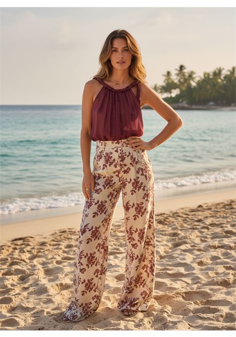 Top Paulne in Misto Cotone e Seta color Barolo SEMICOUTURE | Top & T-shirt | S6SI02D57-0