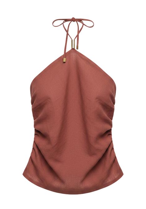 Semicouture Top Miley Smanicato a Balze in Cotone Celeste Alaska SEMICOUTURE | Top & T-shirt | S6SN02H92-1