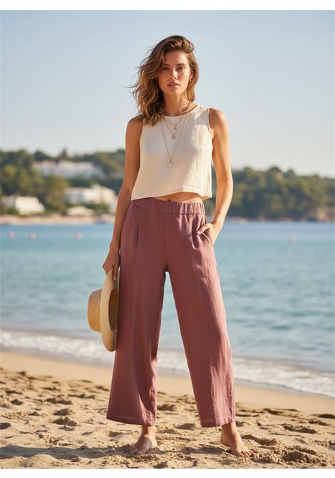 Top Miley a Fascia in Cotone Elasticizzato Celeste Alaska SEMICOUTURE | Pantaloni | S6SN3892-1