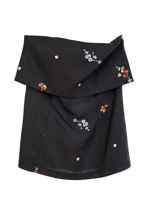 Top Pepiti a Fascia in Lino Ricamato Nero SEMICOUTURE | Top & T-shirt | S6SN55FLW66