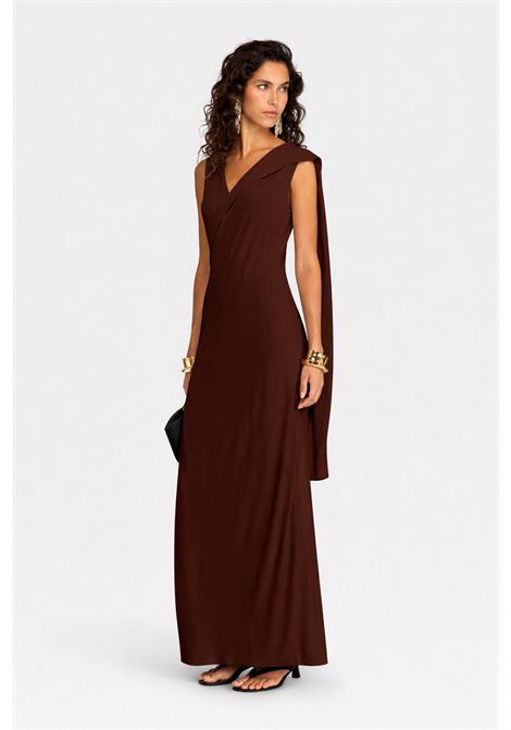 Semicouture abito Joss lungo in jersey di viscosa con scollo a V e dettaglio scialle Made in Italy SEMICOUTURE | Abiti | S6SQ12T83-0